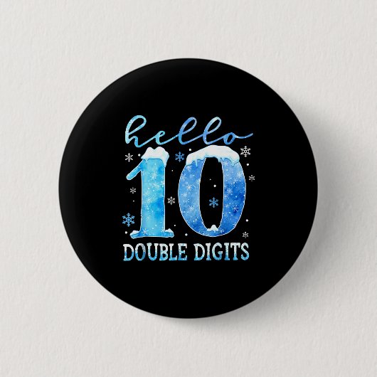 Hello 10 Double Digits Snowflakes Winter Christmas Button (Vorderseite)