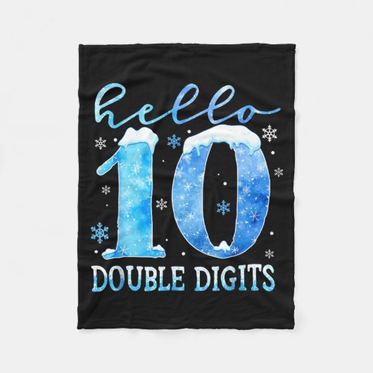 Hello 10 Double Digits Snowflakes Winter Christmas Fleecedecke (Vorderseite)