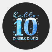 Hello 10 Double Digits Snowflakes Winter Christmas Runder Aufkleber (Vorderseite)