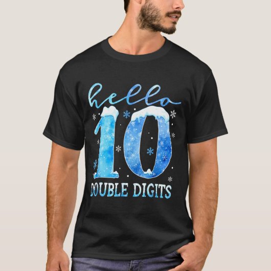 Hello 10 Double Digits Snowflakes Winter Christmas T-Shirt (Vorderseite)