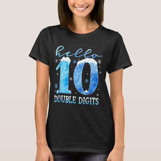Hello 10 Double Digits Snowflakes Winter Christmas T-Shirt (Vorderseite)