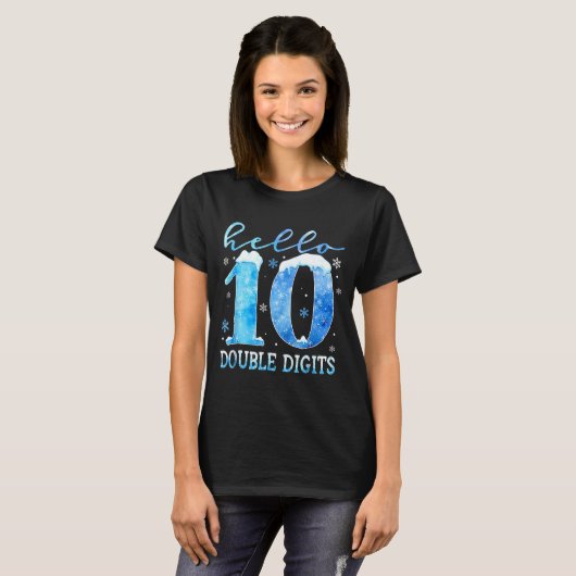 Hello 10 Double Digits Snowflakes Winter Christmas T-Shirt (Vorne ganz)