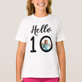 Hello 10 Personalized Photo 10th Birthday Kids’ T-Shirt