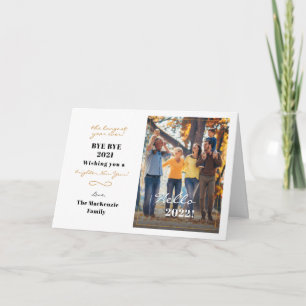 Hello 2022 Frohes Foto in Handschrift für Neujahr Feiertagskarte