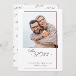 Hello 2024 Minimalistisch Offset Gerahmtes Foto Ne Feiertagskarte