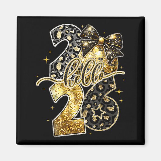 Hello 2026 Coquette Bow Leopard New Years Eve Part Magnet (Vorne)
