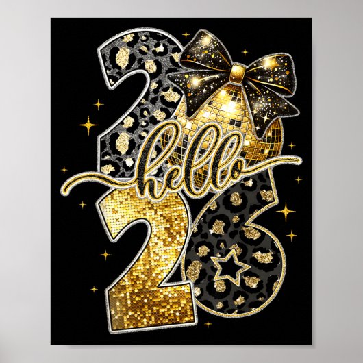 Hello 2026 Coquette Bow Leopard New Years Eve Part Poster (Vorne)