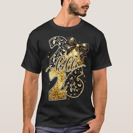 Hello 2026 Coquette Bow Leopard New Years Eve Part T-Shirt (Vorderseite)