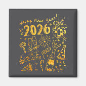 Hello 2026 Disco Ball Coquette Bow Happy New Year  Magnet (Vorne)