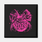 Hello 2026 Disco Ball Coquette Bow Happy New Year  Magnet (Vorne)