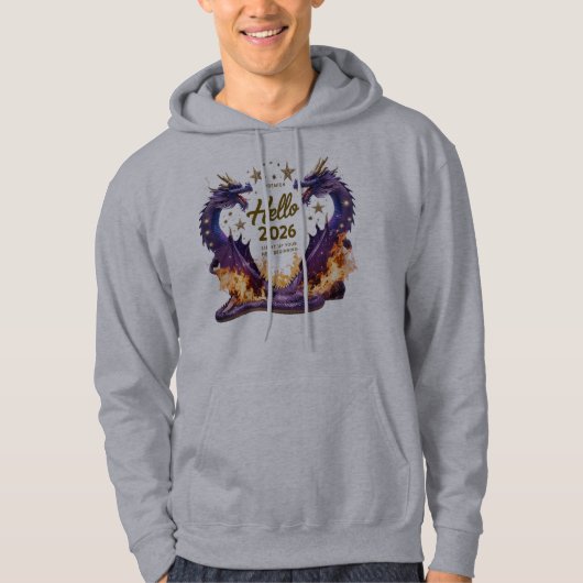 Hello 2026 Dual Dragon Fire Pullover Hoodie (Vorderseite)