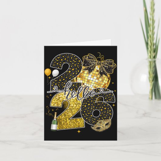 Hello 2026 Happy New Year Disco Ball Nye Countdown Karte (Vorderseite)
