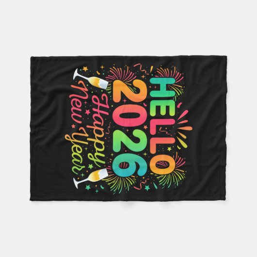 Hello 2026 Happy New Year Eve Party Countdown Fire Fleecedecke (Vorderseite (Horizontal))