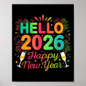 Hello 2026 Happy New Year Eve Party Countdown Fire Poster (Vorne)