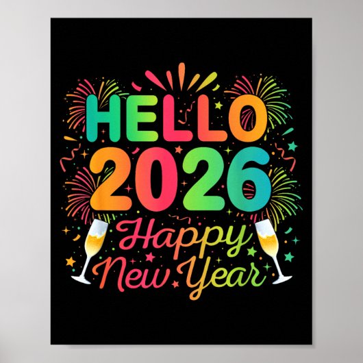 Hello 2026 Happy New Year Eve Party Countdown Fire Poster (Vorne)