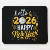 Hello 2026 Happy New Year Fireworks Balloons Famil Mousepad (Vorne)