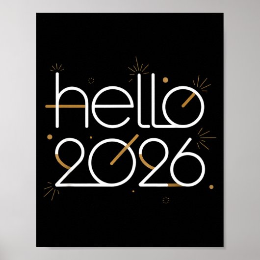 Hello 2026 Happy New Year Fireworks Celebration Poster (Vorne)