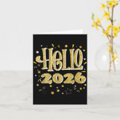 Hello 2026 Happy New Year Pajama Funny Family Matc Karte (Gelbe Blume)
