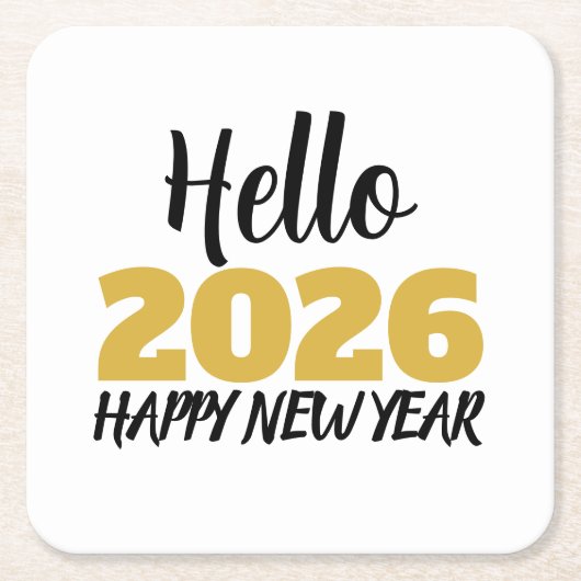 Hello 2026 Happy New Year Rechteckiger Pappuntersetzer (Vorderseite)