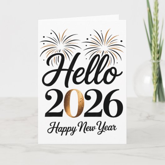 Hello 2026 Happy New Year Retro Glam Karte (Vorderseite)