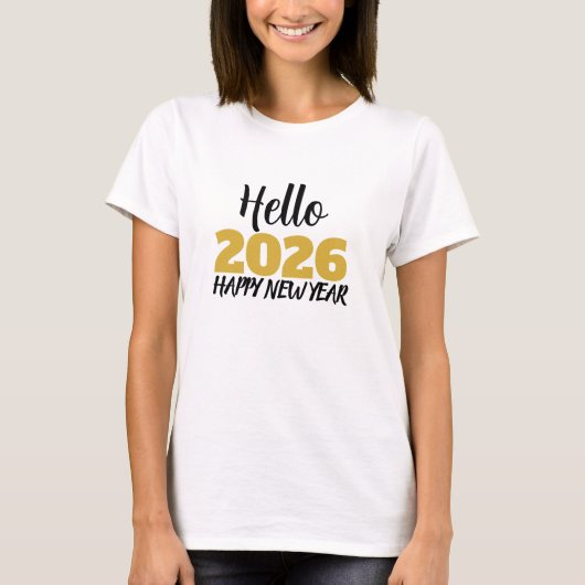 Hello 2026 Happy New Year T-Shirt (Vorderseite)