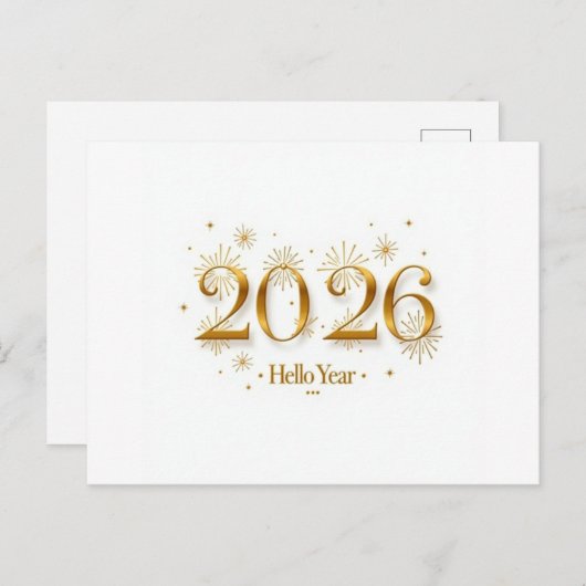 Hello 2026 Invitation –Elegant New Year Party Card Einladungspostkarte (Vorne/Hinten)