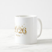 Hello 2026 Mug – Gold Metallic New Year Cup Kaffeetasse (VorderseiteRechts)