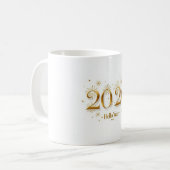 Hello 2026 Mug – Gold Metallic New Year Cup Kaffeetasse (Vorderseite Links)