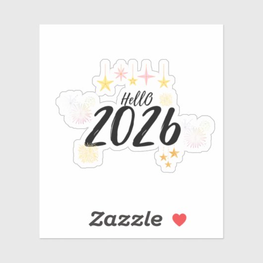Hello 2026 New Year Fireworks Die Cut Sticker (Blatt)
