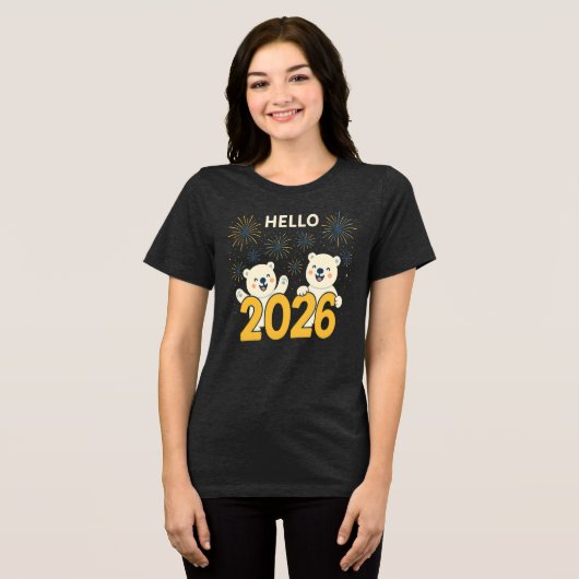 Hello 2026 Polar Bears Women’s New Year T-Shirt Tri-Blend Shirt (Vorderseite voll)