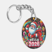Hello 2026 Santa Claus Christmas Custom New Year Schlüsselanhänger (Vorderseite links)