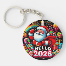 Hello 2026 Santa Claus Christmas Custom New Year  Schlüsselanhänger