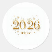 Hello 2026 Sticker – Gold Modern New Year Art (Vorderseite)