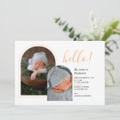 Hello 2 Baby Fotos Handschrift Geburt Ankündigung (Stehend Vorderseite)