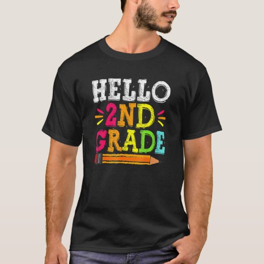 Hello 2nd Grade Back To School For Students Teach T-Shirt (Vorderseite)