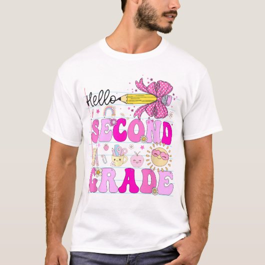 Hello 2Nd Grade Back To School Pencil Coquette T-Shirt (Vorderseite)