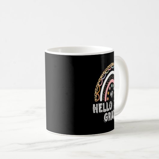 Hello 2nd Grade Leopard Rainbow Byck To School Tea Kaffeetasse (VorderseiteRechts)