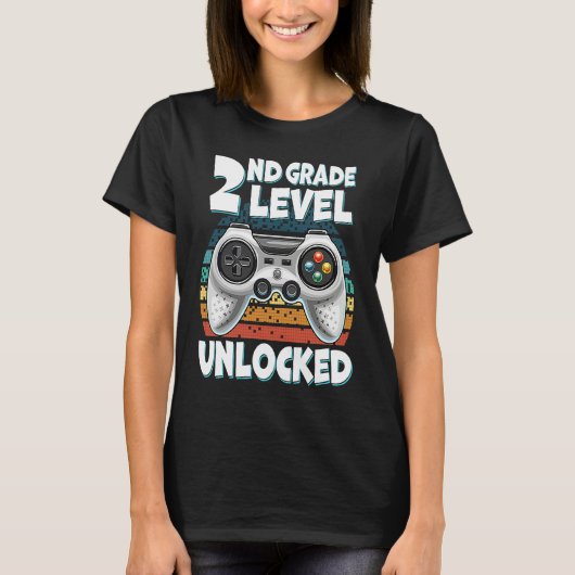 Hello 2nd Grade Level Unlocked Video Game Back to T-Shirt (Vorderseite)