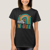 Hello 2nd Grade Rainbow for Teachers Girls Kids Fi T-Shirt (Vorderseite)