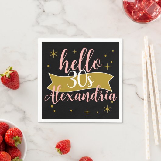 Hello 30 Birthday Personalized Design Serviette (Beispiel)
