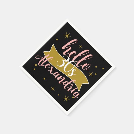 Hello 30 Birthday Personalized Design Serviette (Ecke)
