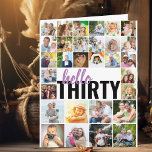 Hello 30 Fotos Grid Collage Big Birthday Karte<br><div class="desc">Big 30. Geburtstagskarte personalisiert mit Ihren eigenen Fotos und benutzerdefinierten Nachrichten. Die Fotovorlage ist für Sie Set, um 30 Fotos hochzuladen und Sie können die Formulierung bearbeiten, innen und außen. Der Titeltitel ist teilweise editierbar und liest derzeit "hello Thirty" in moderner überdimensionaler Typografie und Pinselskripte. Sie können auch die Nachricht...</div>