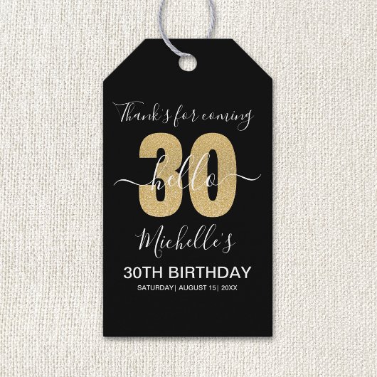 Hello 30! Funny 30th birthday with Golden glitter Geschenkanhänger