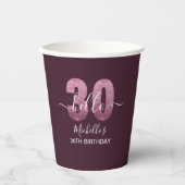 Hello 30! Modern 30th birthday Pink glitter Pappbecher (Vorderseite)