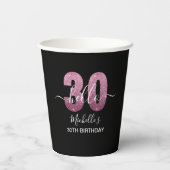 Hello 30! Modern 30th birthday Pink glitter Pappbecher (Rückseite)