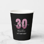 Hello 30! Modern 30th birthday Pink glitter Pappbecher (Vorderseite)
