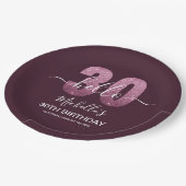 Hello 30! Modern 30th birthday Pink glitter Pappteller (Schrägansicht)