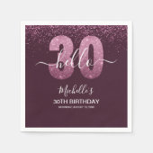 Hello 30! modern 30th birthday with Pink glitter Serviette (Vorderseite)