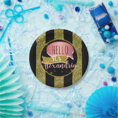 hello 30 Personalized 30th birthday glitter stripe Pappteller (Party)