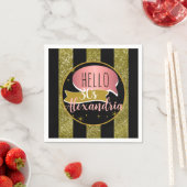 hello 30 Personalized 30th birthday glitter stripe Serviette (Beispiel)